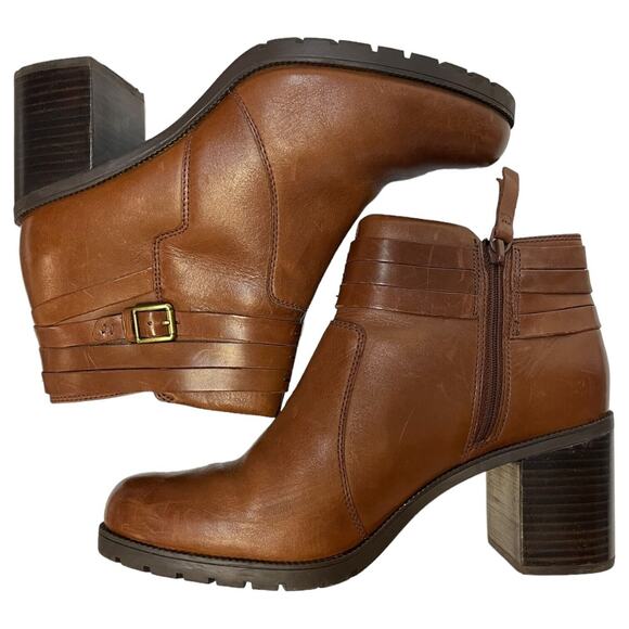 Clarks Artisan Boots Womens 10 Leather Malvet Maria Ankle Bootie Brown - Picture 3 of 15